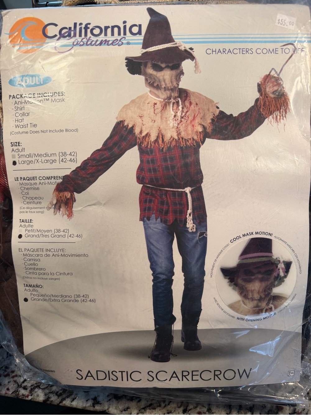 California Costumes Sadistic Scarecrow Costume - Brown, Red, Black